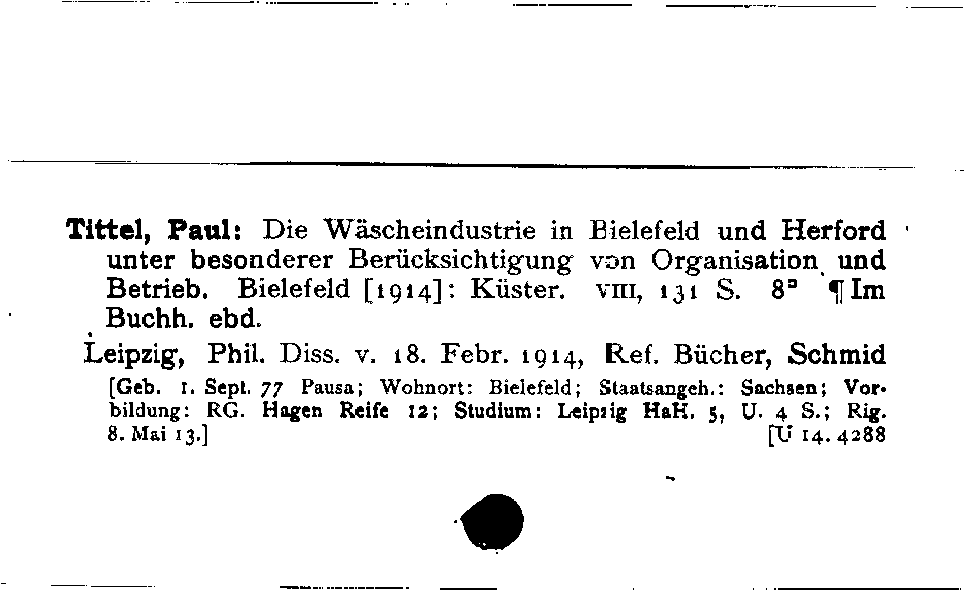 [Katalogkarte Dissertationenkatalog bis 1980]