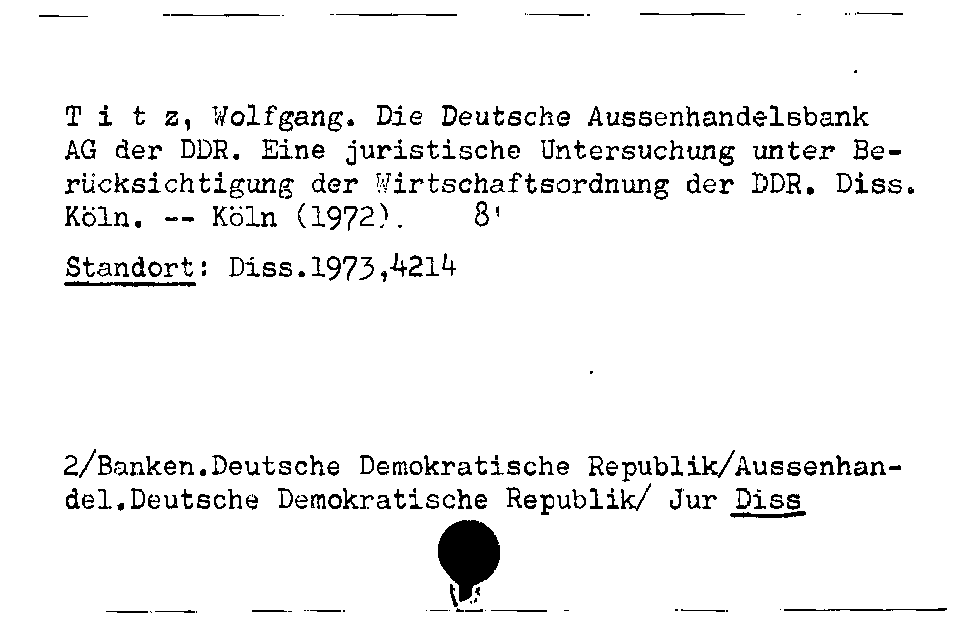 [Katalogkarte Dissertationenkatalog bis 1980]