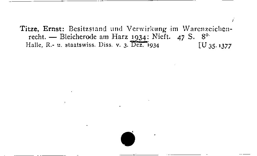 [Katalogkarte Dissertationenkatalog bis 1980]