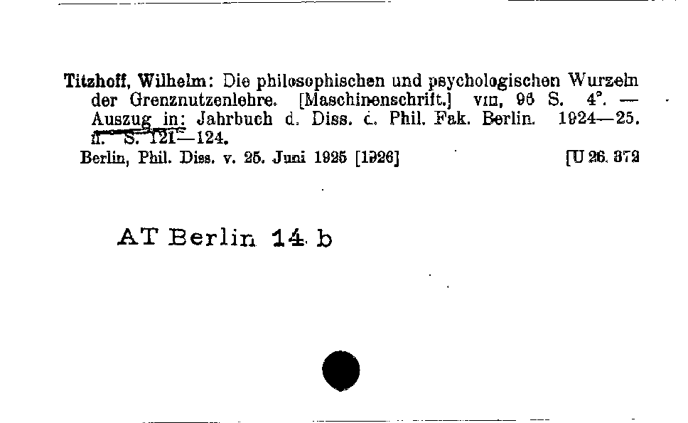 [Katalogkarte Dissertationenkatalog bis 1980]