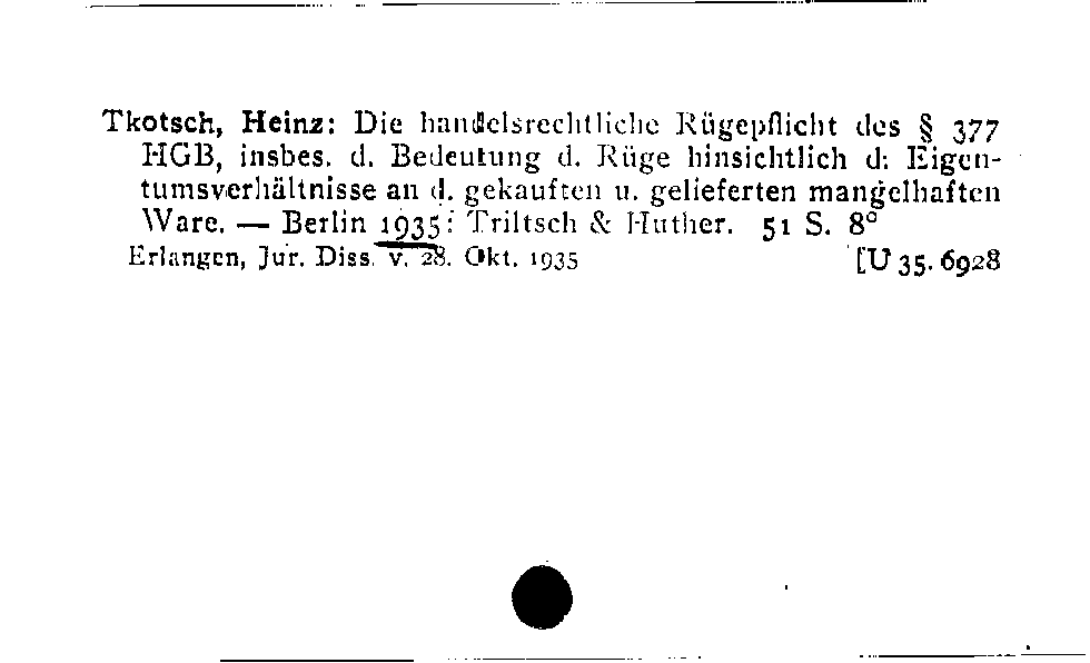 [Katalogkarte Dissertationenkatalog bis 1980]