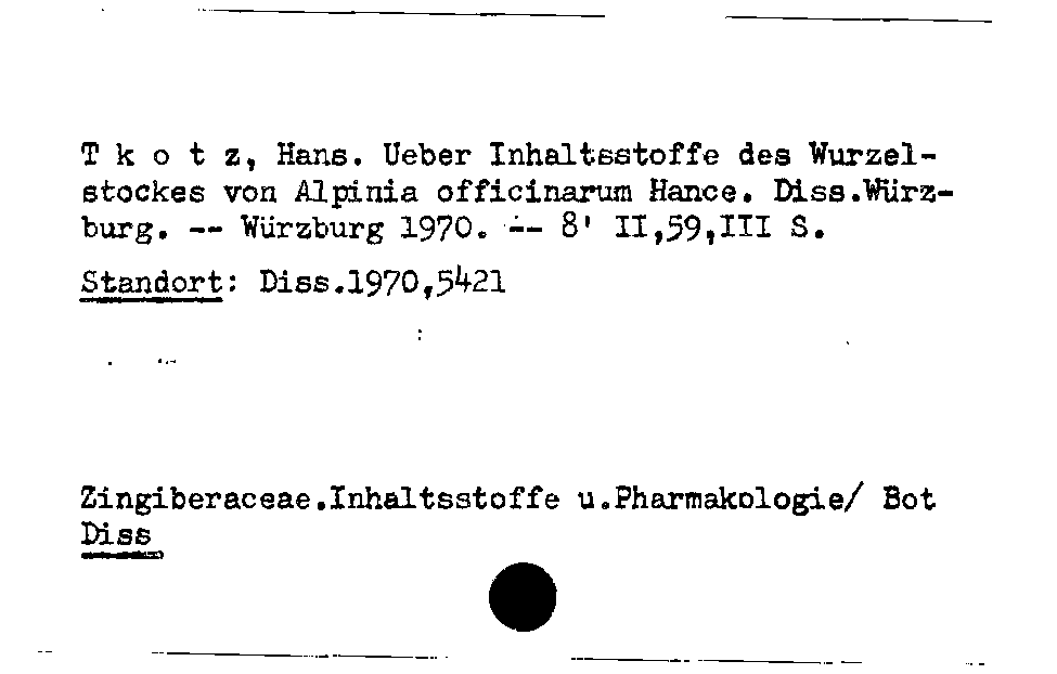 [Katalogkarte Dissertationenkatalog bis 1980]