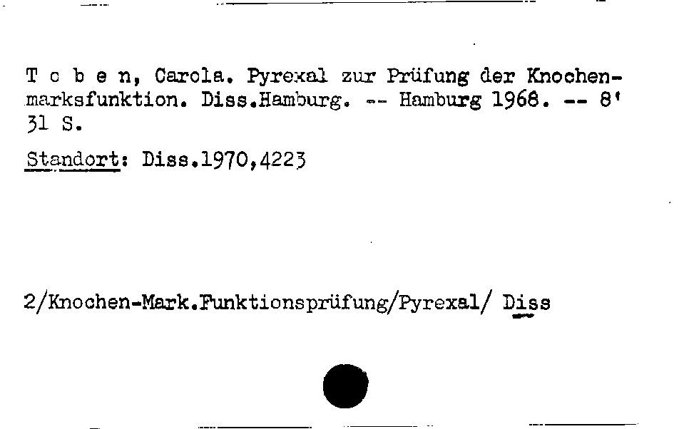 [Katalogkarte Dissertationenkatalog bis 1980]