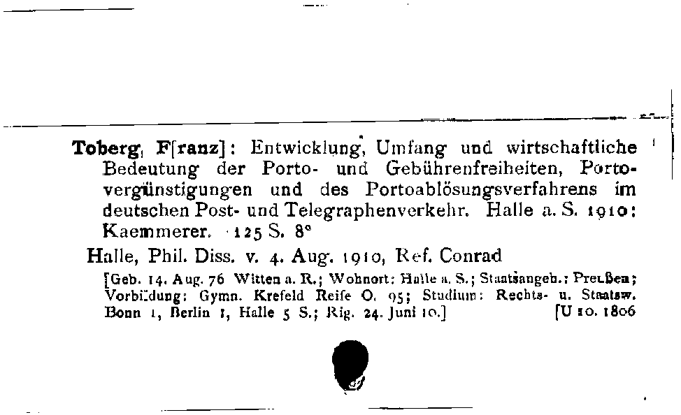 [Katalogkarte Dissertationenkatalog bis 1980]