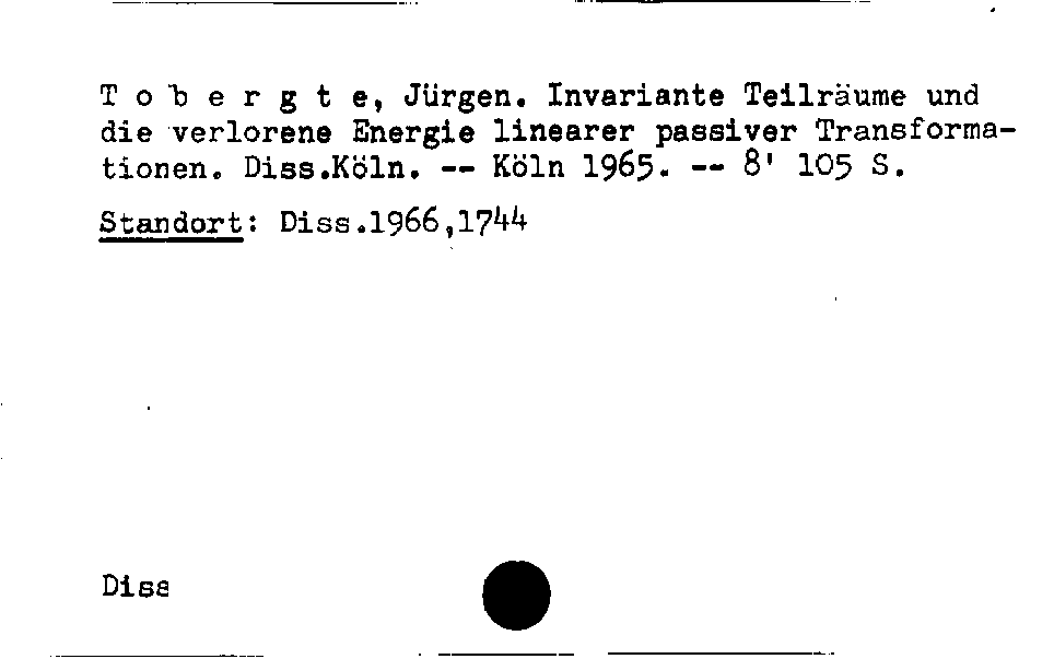 [Katalogkarte Dissertationenkatalog bis 1980]