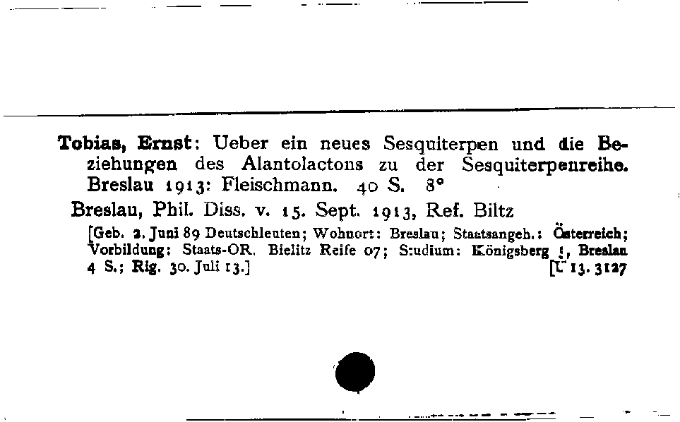 [Katalogkarte Dissertationenkatalog bis 1980]