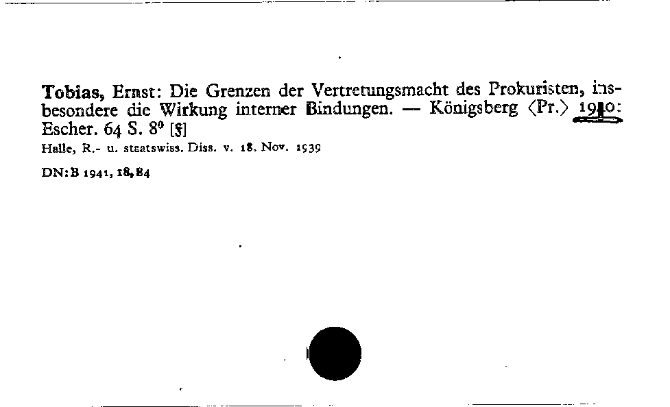 [Katalogkarte Dissertationenkatalog bis 1980]