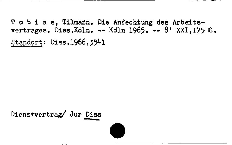 [Katalogkarte Dissertationenkatalog bis 1980]