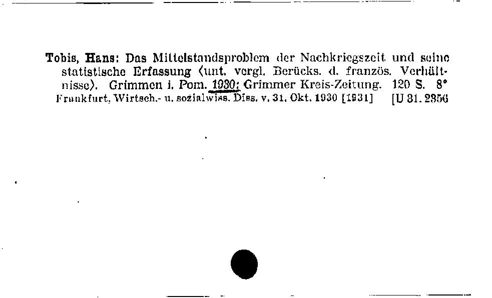 [Katalogkarte Dissertationenkatalog bis 1980]