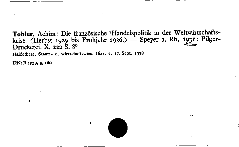 [Katalogkarte Dissertationenkatalog bis 1980]