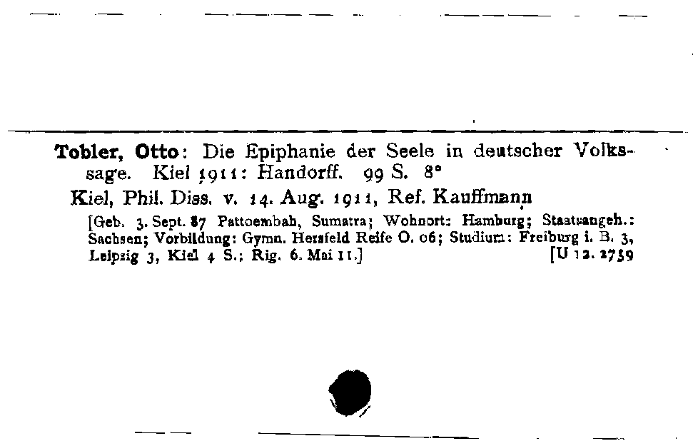 [Katalogkarte Dissertationenkatalog bis 1980]