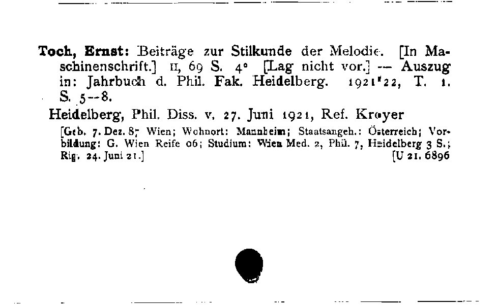 [Katalogkarte Dissertationenkatalog bis 1980]