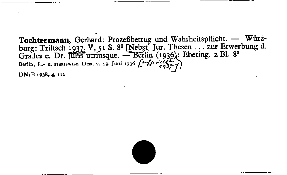 [Katalogkarte Dissertationenkatalog bis 1980]