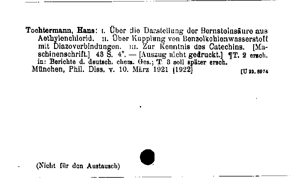 [Katalogkarte Dissertationenkatalog bis 1980]