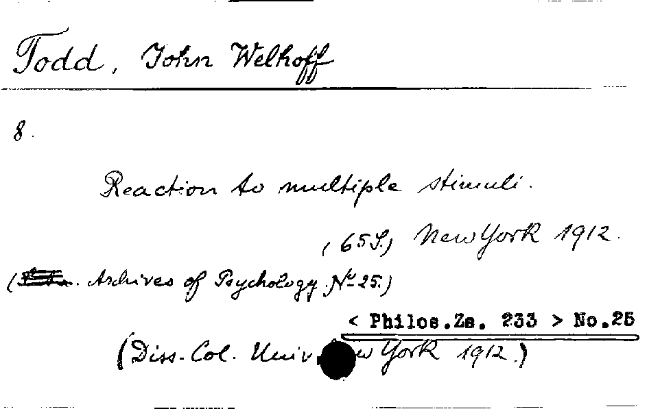 [Katalogkarte Dissertationenkatalog bis 1980]