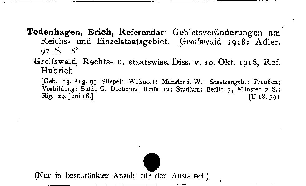 [Katalogkarte Dissertationenkatalog bis 1980]