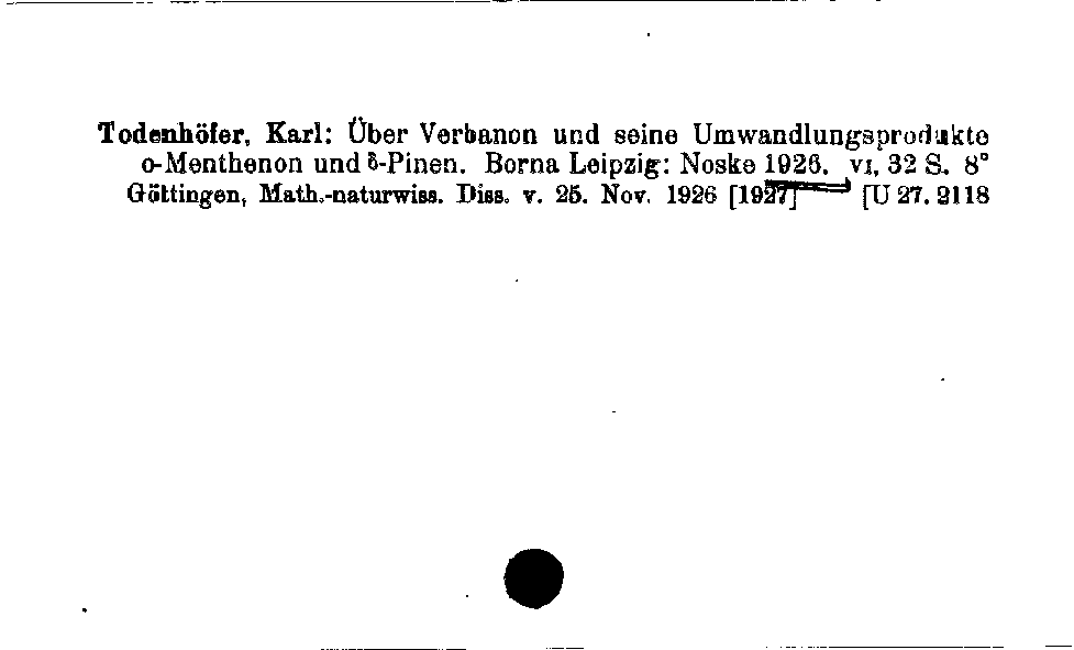 [Katalogkarte Dissertationenkatalog bis 1980]