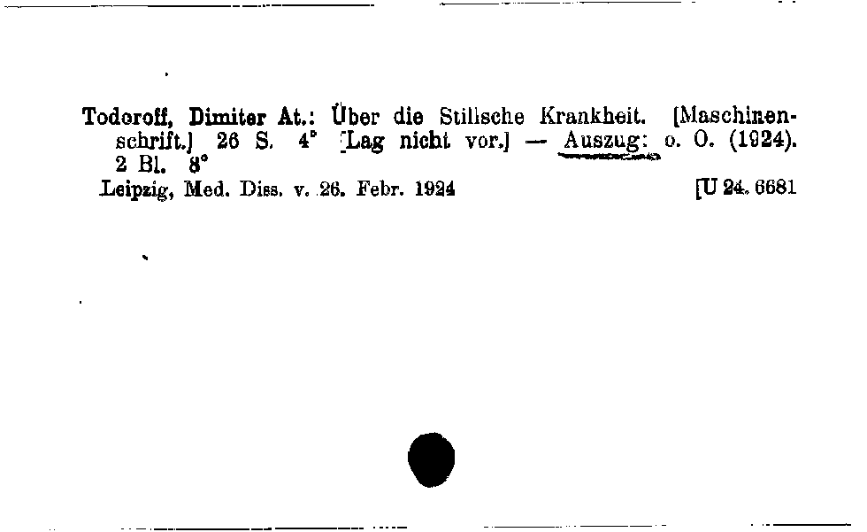 [Katalogkarte Dissertationenkatalog bis 1980]