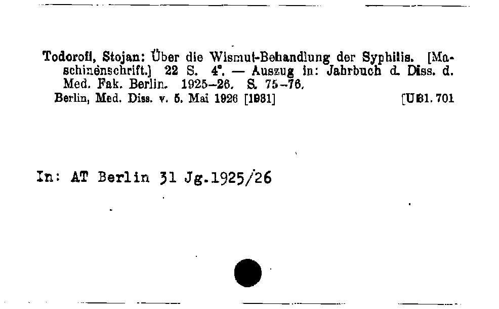 [Katalogkarte Dissertationenkatalog bis 1980]