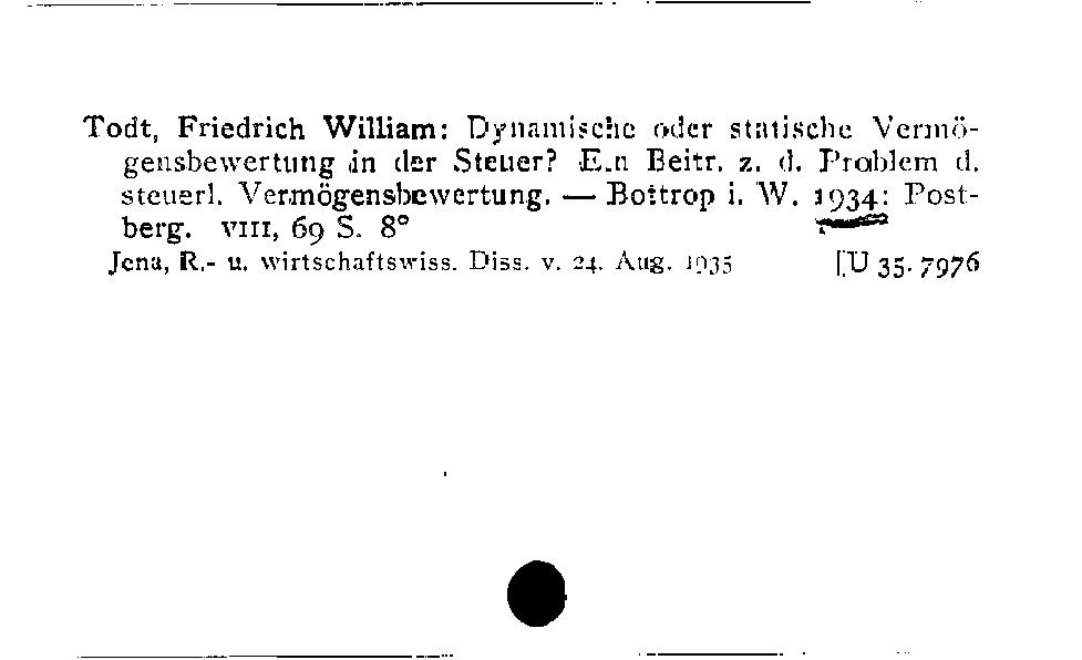 [Katalogkarte Dissertationenkatalog bis 1980]