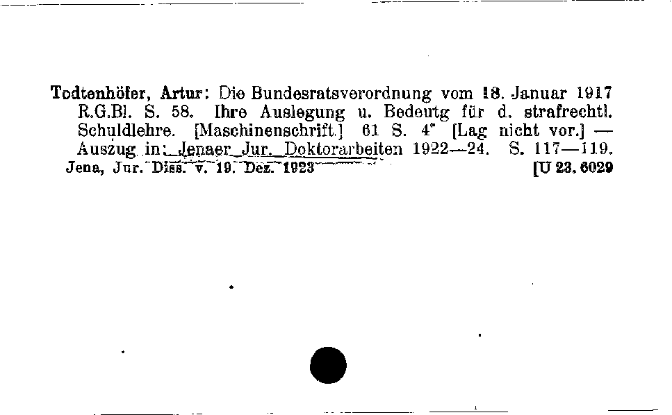 [Katalogkarte Dissertationenkatalog bis 1980]