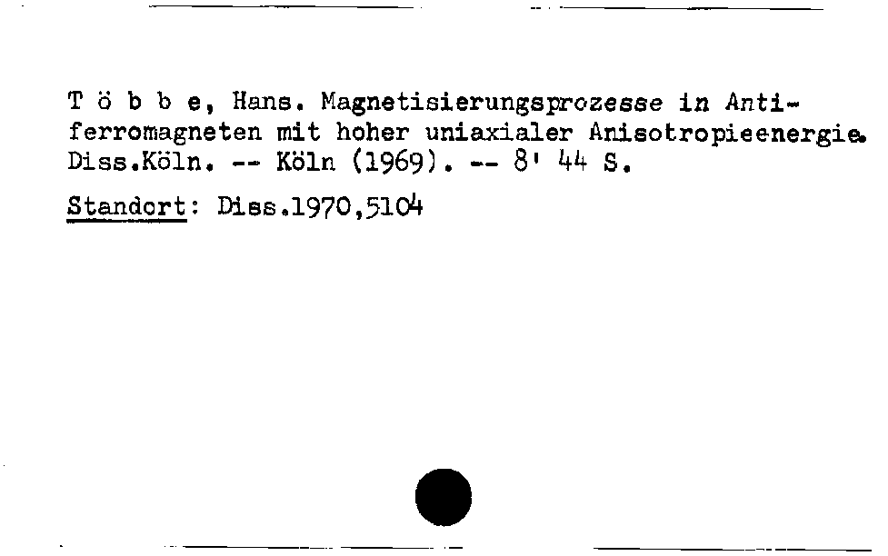 [Katalogkarte Dissertationenkatalog bis 1980]