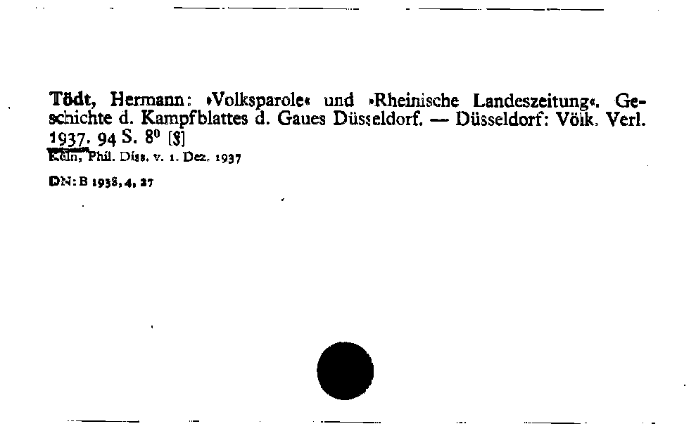 [Katalogkarte Dissertationenkatalog bis 1980]