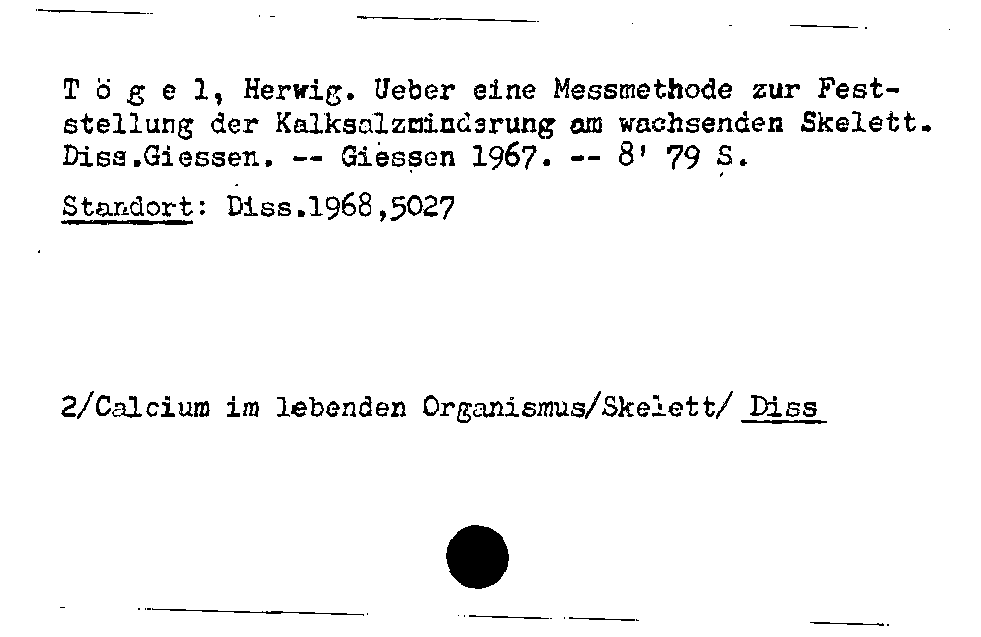 [Katalogkarte Dissertationenkatalog bis 1980]