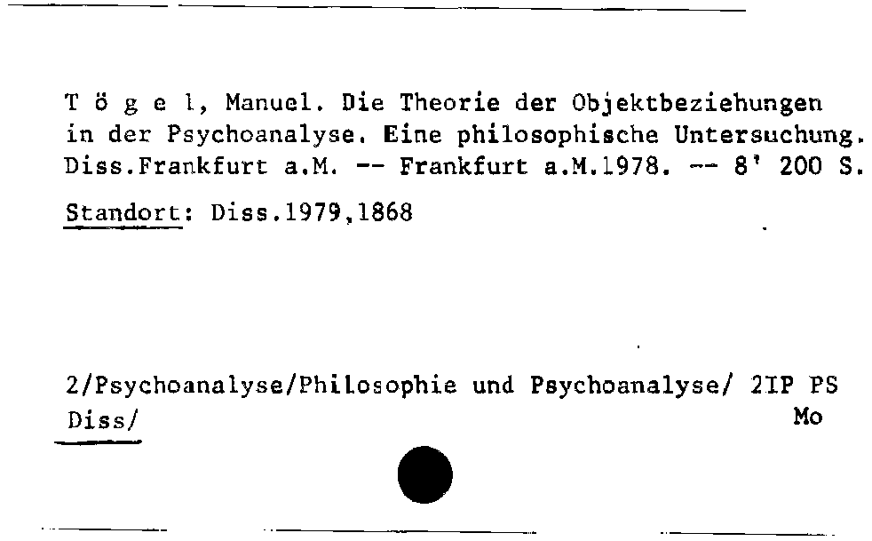 [Katalogkarte Dissertationenkatalog bis 1980]