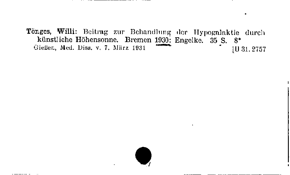 [Katalogkarte Dissertationenkatalog bis 1980]