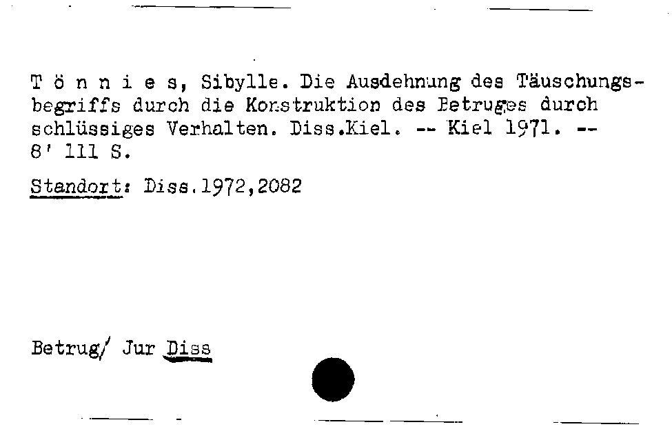 [Katalogkarte Dissertationenkatalog bis 1980]