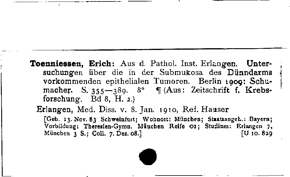 [Katalogkarte Dissertationenkatalog bis 1980]