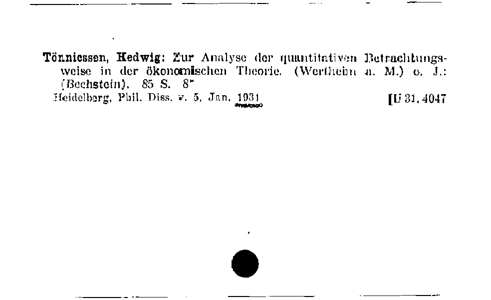 [Katalogkarte Dissertationenkatalog bis 1980]