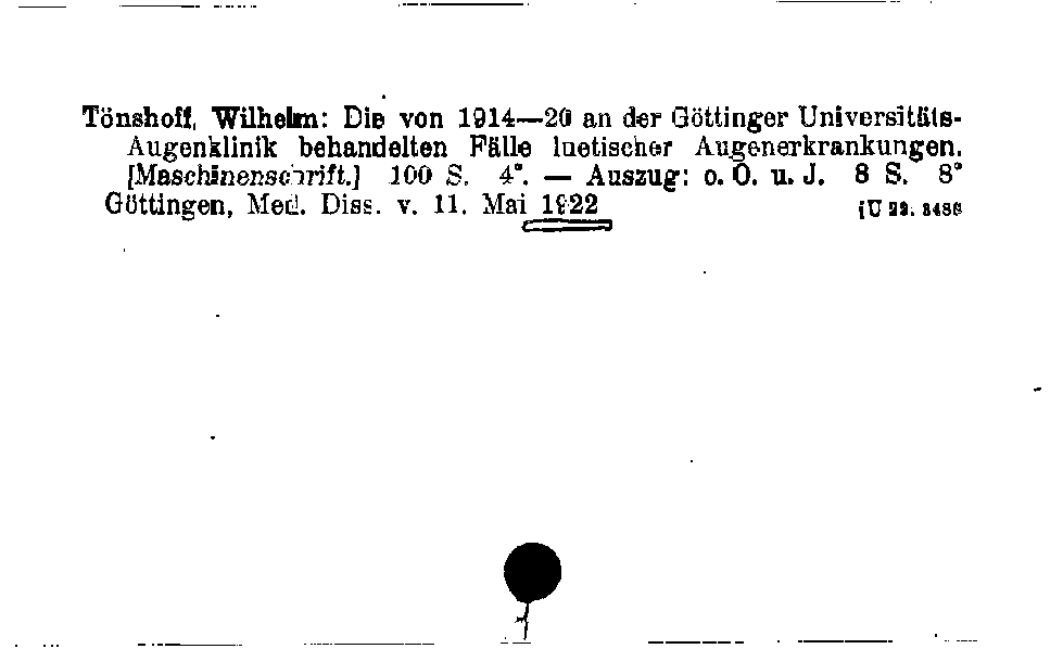 [Katalogkarte Dissertationenkatalog bis 1980]