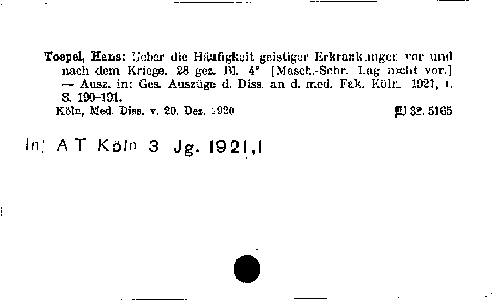 [Katalogkarte Dissertationenkatalog bis 1980]