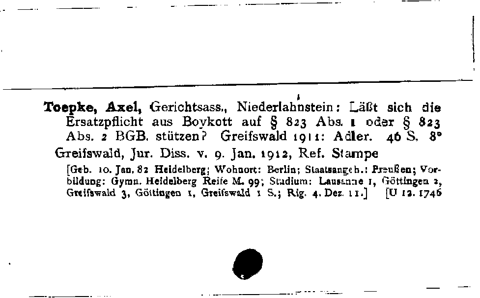 [Katalogkarte Dissertationenkatalog bis 1980]