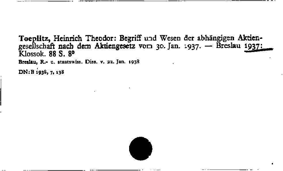 [Katalogkarte Dissertationenkatalog bis 1980]