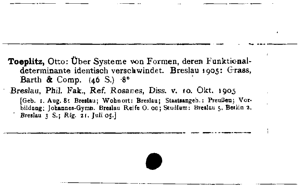 [Katalogkarte Dissertationenkatalog bis 1980]