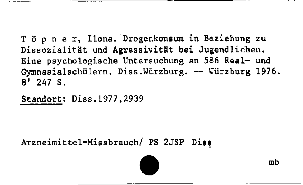 [Katalogkarte Dissertationenkatalog bis 1980]