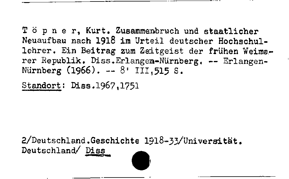 [Katalogkarte Dissertationenkatalog bis 1980]