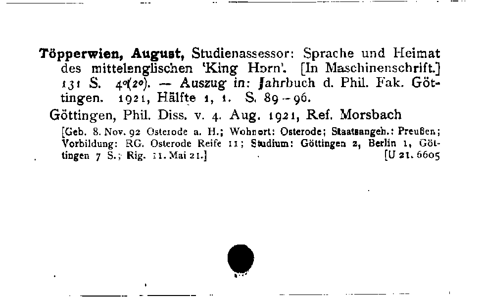 [Katalogkarte Dissertationenkatalog bis 1980]