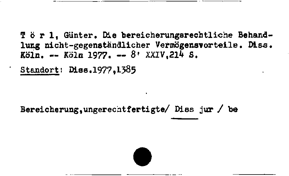 [Katalogkarte Dissertationenkatalog bis 1980]