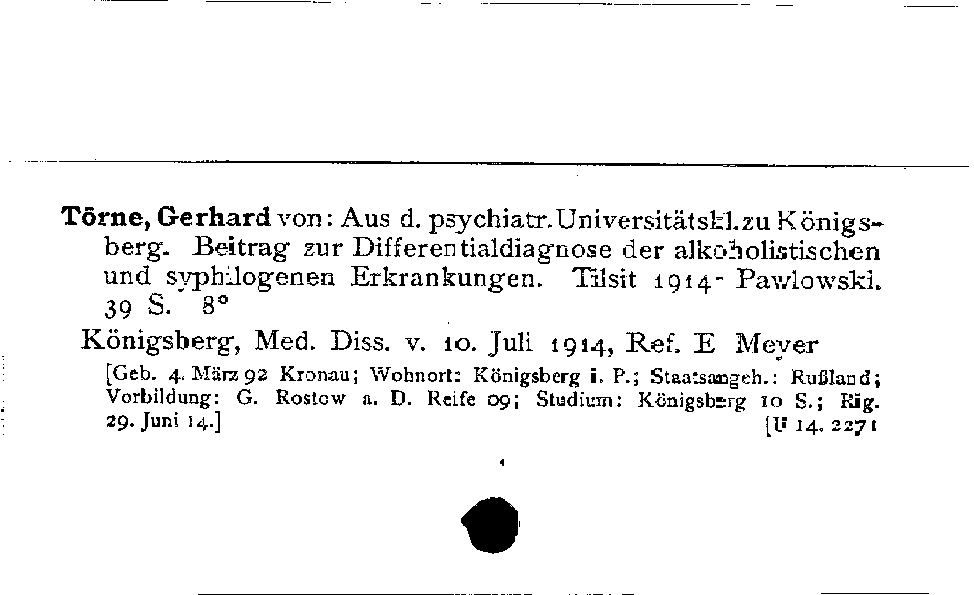 [Katalogkarte Dissertationenkatalog bis 1980]