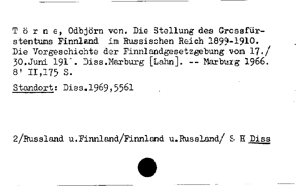 [Katalogkarte Dissertationenkatalog bis 1980]