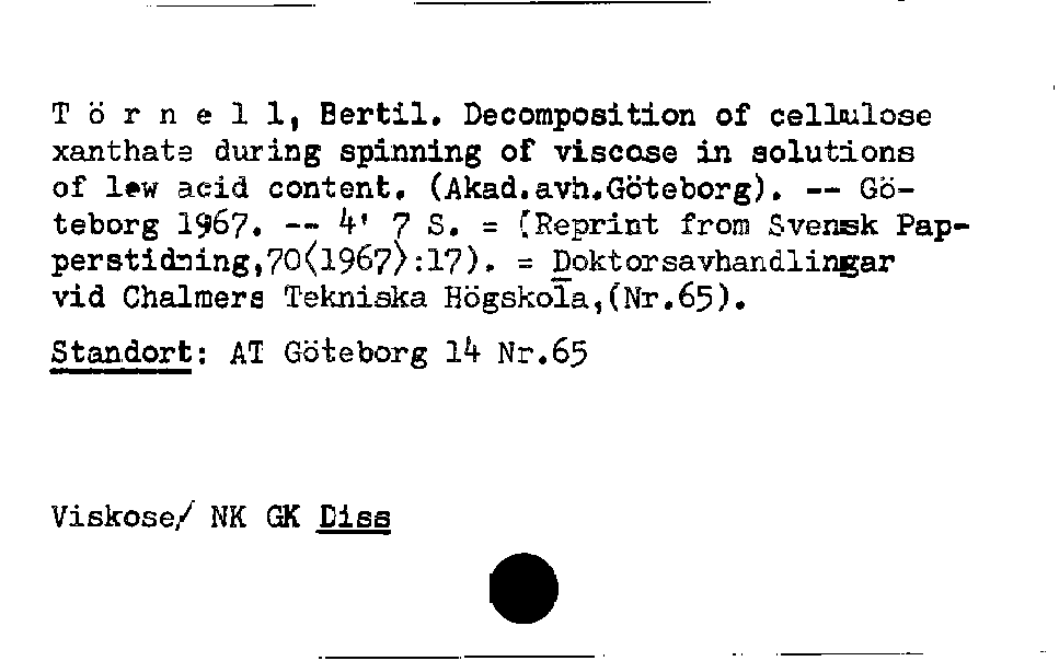 [Katalogkarte Dissertationenkatalog bis 1980]