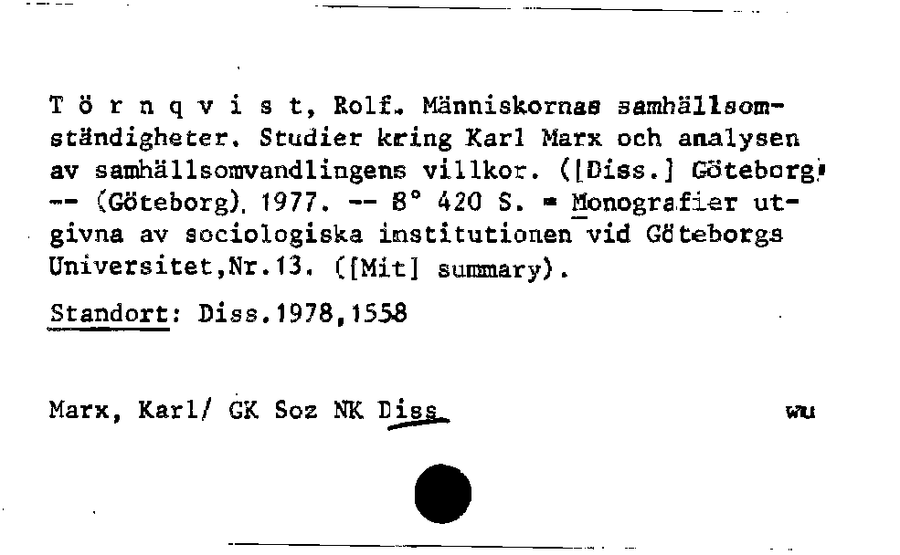 [Katalogkarte Dissertationenkatalog bis 1980]