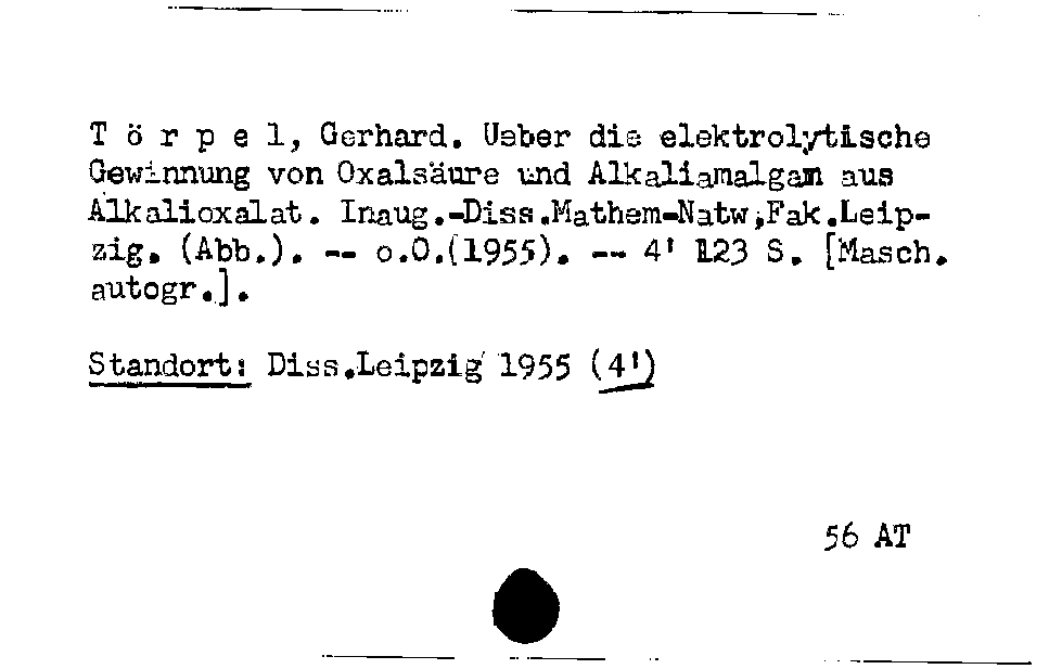 [Katalogkarte Dissertationenkatalog bis 1980]