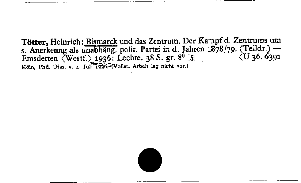 [Katalogkarte Dissertationenkatalog bis 1980]