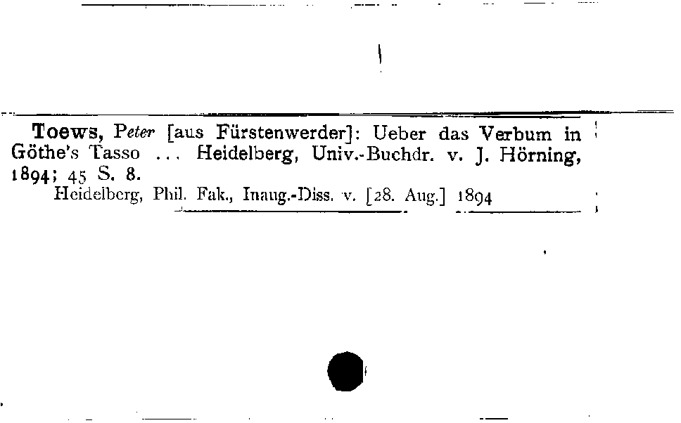 [Katalogkarte Dissertationenkatalog bis 1980]