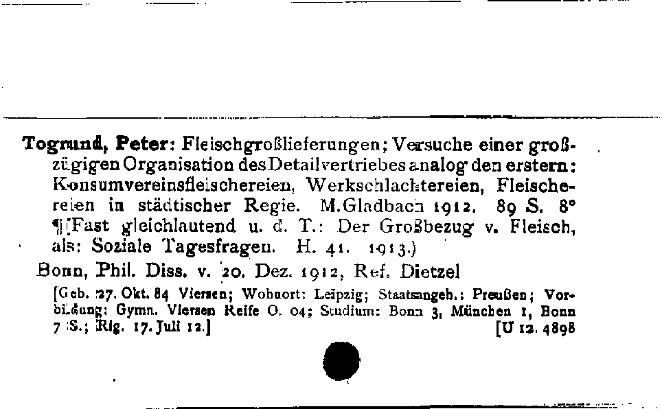 [Katalogkarte Dissertationenkatalog bis 1980]